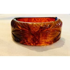 Vintage Art Deco Carved Bakelite Clamper Bangle – Prystal Root Beer